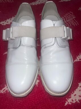 RARE ADIDAS SLVR Brogue Buckle White Leather Men’s Shoes Size 12
